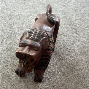Handcrafted vintage Wooden Lion Sculpture